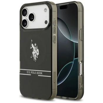 U.S. Polo Assn. dėklas iPhone 17 Pro Max telefonui su MagSafe, juodas
