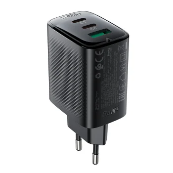 Sieninis įkroviklis Acefast A108 GaN 67W 2x USB-C 1x USB-A, juodas
