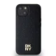 DKNY dėklas iPhone 15 / 14 / 13 Leather Monogram Metal Logo MagSafe, juodas