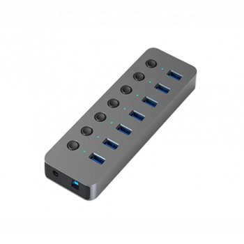 Extra Digital USB A 3.0 šakotuvas, 7 x USB 3.0, pilkas (115867)