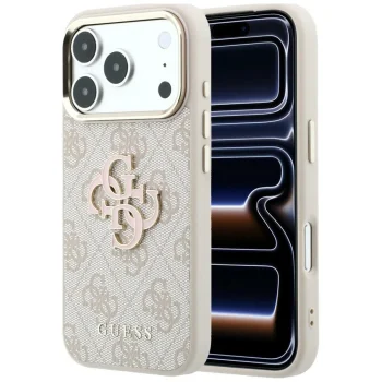 Guess 4G Big Resin Logo dėklas skirtas iPhone 17 Pro / 18 Pro, rožinis