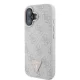 Guess iPhone 16 dėklas Leather Metal Logo Strass Crossbody, rožinis