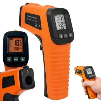 Bekontaktis lazerinis pirometras ir infraraudonųjų spindulių termometras, -50–+550 °C, oranžinis
