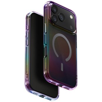„Uniq Iridescia“ dėklas „iPhone 17 Pro“ su „MagClick“ įkrovimu, įvairiaspalvis
