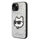 Karl Lagerfeld dėklas iPhone 14 telefonui Glitter Choupette, sidabrinis
