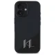 Karl Lagerfeld dėklas iPhone 16 telefonui Silicone Shadow Metal Initial MagSafe, juodas
