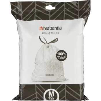 Šiukšlių maišai Brabantia PerfectFit Bo, kodas M, 60 l, 40 vnt., balti