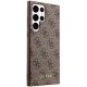 Guess 4G Metal Gold Logo dėklas, skirtas Samsung Galaxy S23 Ultra S918, rudas