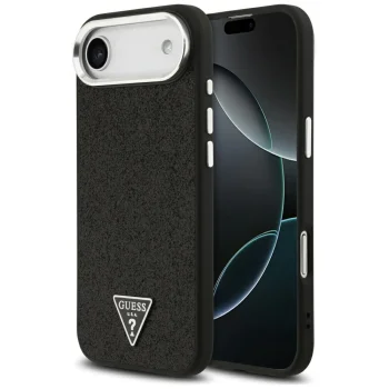 Guess Glitter Triangle Logo MagSafe dėklas iPhone 17 Air - juodas