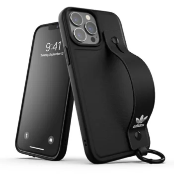 Adidas iPhone 13 Pro Max dėklas su rankos juostele, juodas