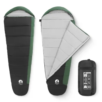 Mountain Goat PRO Mummy Sleeping Bag 220 × 80 × 50 cm, Black and Green