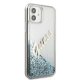 Guess iPhone 12 mini dėklas Glitter Vintage Script, mėlynas
