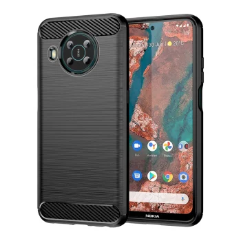 Lankstus telefono dėklas Carbon Case skirtas Nokia X100, juodas
