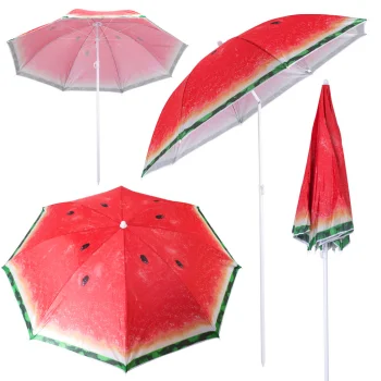 Adjustable Garden and Beach Umbrella with Tilt Function 150cm, Watermelon