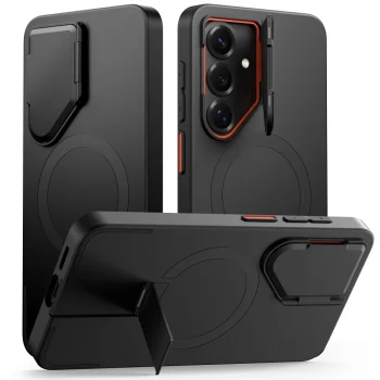 Tech-Protect Kevlar Aura MagSafe Case for Samsung Galaxy S26, Black/Orange