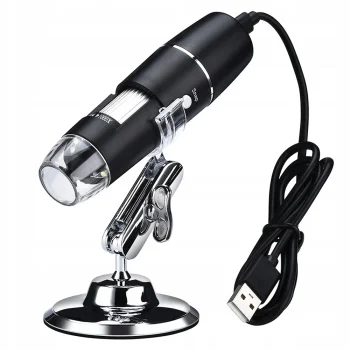 USB skaitmeninis mikroskopas 1000x su 8 LED apšvietimu ir stovu
