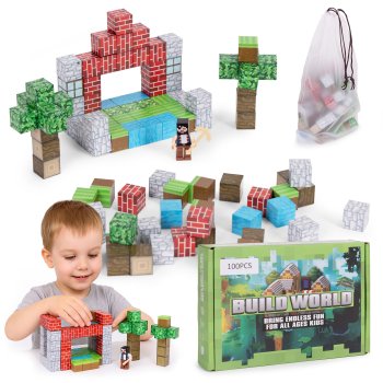 Multistore Magnetic Building Blocks for Kids, 100 Pieces