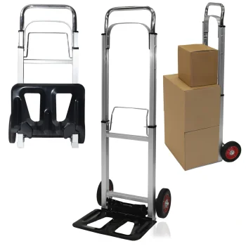 Folding aluminium hand truck with telescopic handle, 90 kg