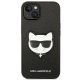 Karl Lagerfeld Saffiano Choupette Head Patch dėklas iPhone 14 Plus / 15 Plus, Juodas