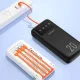 Išorinė baterija Dudao K6Pro+ 20000mAh su 4 integruotais laidais, juoda