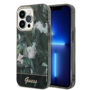 Guess Jungle Collection dėklas skirtas iPhone 14 Pro Max, žalias