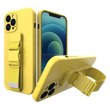 Rope Case silikoninis dėklas su dirželiu Samsung Galaxy A32 4G, geltonas