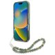 Guess iPhone 16 Pro Max Case IML Flowers Allover Electro with Pearl Strap, Green
