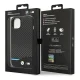 BMW dėklas iPhone 14 Plus telefonui Leather Carbon, juodas