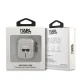 Karl Lagerfeld AirPods 1 / 2 dėklas Glitter Karl\'s Head, sidabrinis