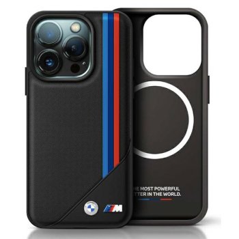 BMW dėklas iPhone 16 Pro Max telefonui M Meshed Tricolor Stripes MagSafe, juodas