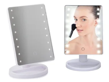 Kosmetinis veidrodis su 16 LED apšvietimu, baltas