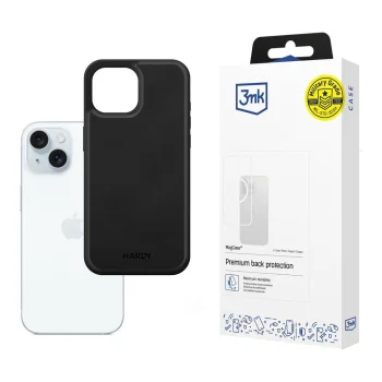 3mk Hardy Silky Leather MagCase dėklas iPhone 15, juodas