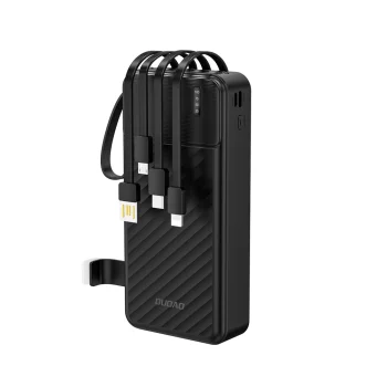 Išorinė baterija Dudao K11 Pro, 20000 mAh, su laidais, juoda