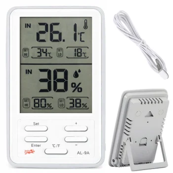 Weather Station with Wired Sensor Probe, Hygrometer and LCD Display