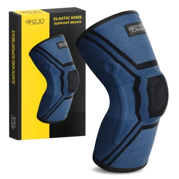 4Fizjo 912 elastinis kelio įtvaras su girnelės stabilizavimu, L dydis, juodas/mėlynas