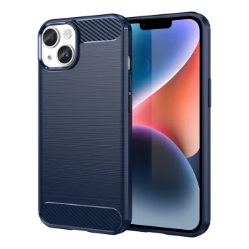 Carbon Case for iPhone 14 Plus Flexible TPU Cover, Blue