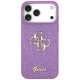 Guess Fixed Glitter Big 4G dėklas, skirtas iPhone 17 Pro Max, violetinis
