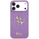 Guess Fixed Glitter Big 4G dėklas, skirtas iPhone 17 Pro Max, violetinis