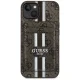 Guess dėklas iPhone 15 su MagSafe pinigine 4G Stripes, rudas