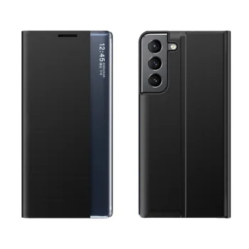 Atverčiamasis dėklas Samsung Galaxy S22+ su stovo funkcija ir magnetiniu dangteliu, juodas