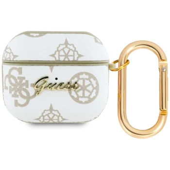 Guess dėklas, skirtas AirPods 3, su kabliuku, baltas