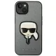 Karl Lagerfeld Saffiano Karl\'s Head Patch dėklas iPhone 14 telefonui, sidabrinis