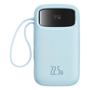 Baseus Qpow2 20000mAh 22.5W Powerbank with Dual Cable with Digital Display + Baseus Simple USB-C 3A Cable 0.3m (White)...