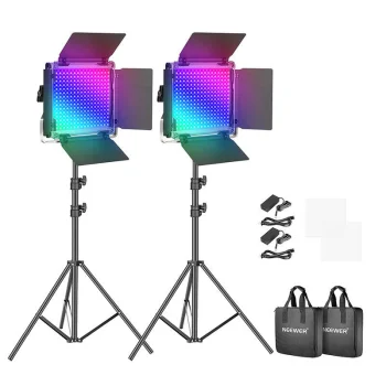 „Neewer 660 PRO RGB LED“ studijos apšvietimo rinkinys (2x 50W, trikojai)