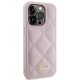 Guess dėklas iPhone 15 Pro, Quilted Metal Logo, rožinis