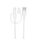 Forever Recycling „3 viename“ Laidas USB-A į USB-C/microUSB/Lightning, 1.5m, 2.4A, Baltas
