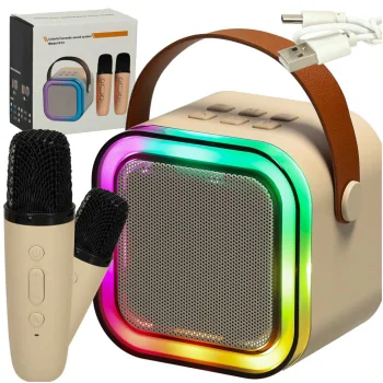 Karaoke rinkinys su Bluetooth garsiakalbiu ir 2 mikrofonais, bėžinis