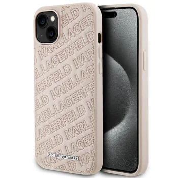 Karl Lagerfeld dėklas iPhone 15 Plus / 14 Plus Quilted K Pattern, rožinis