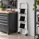 Plieninės sulankstomos 3 pakopų kopėčios ModernHome, iki 150 kg