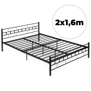 Metalinė lova su grotelėmis ModernHome 166x210 cm, juoda
